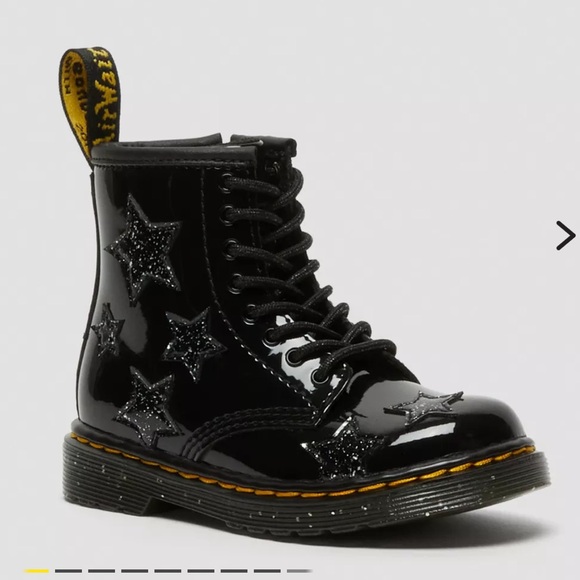 Dr. Martens Other - Dr.Martens Toddler 1460 Glitter Star Patent Lace Up Black Boots, Size 7.